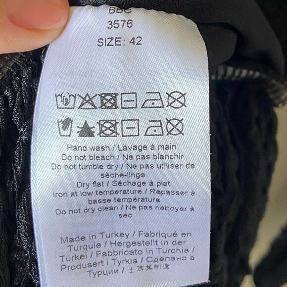 Ganni Midi Black Dress Ruched Stretch-Cloqué Size 10 - Picture 16 of 17